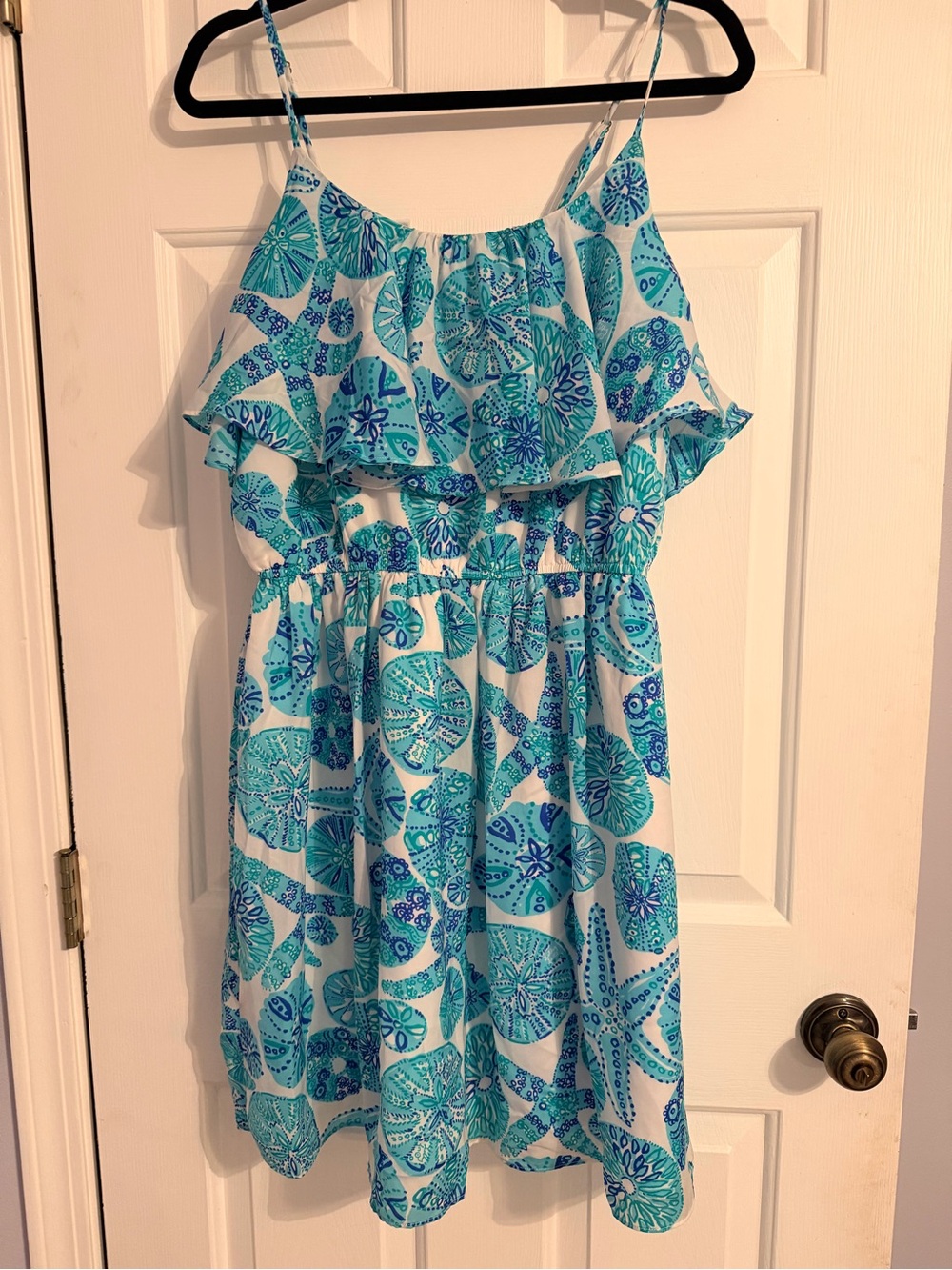 Lilly Pulitzer Teal & Aqua Sand Dollar Ruffle Sundress
